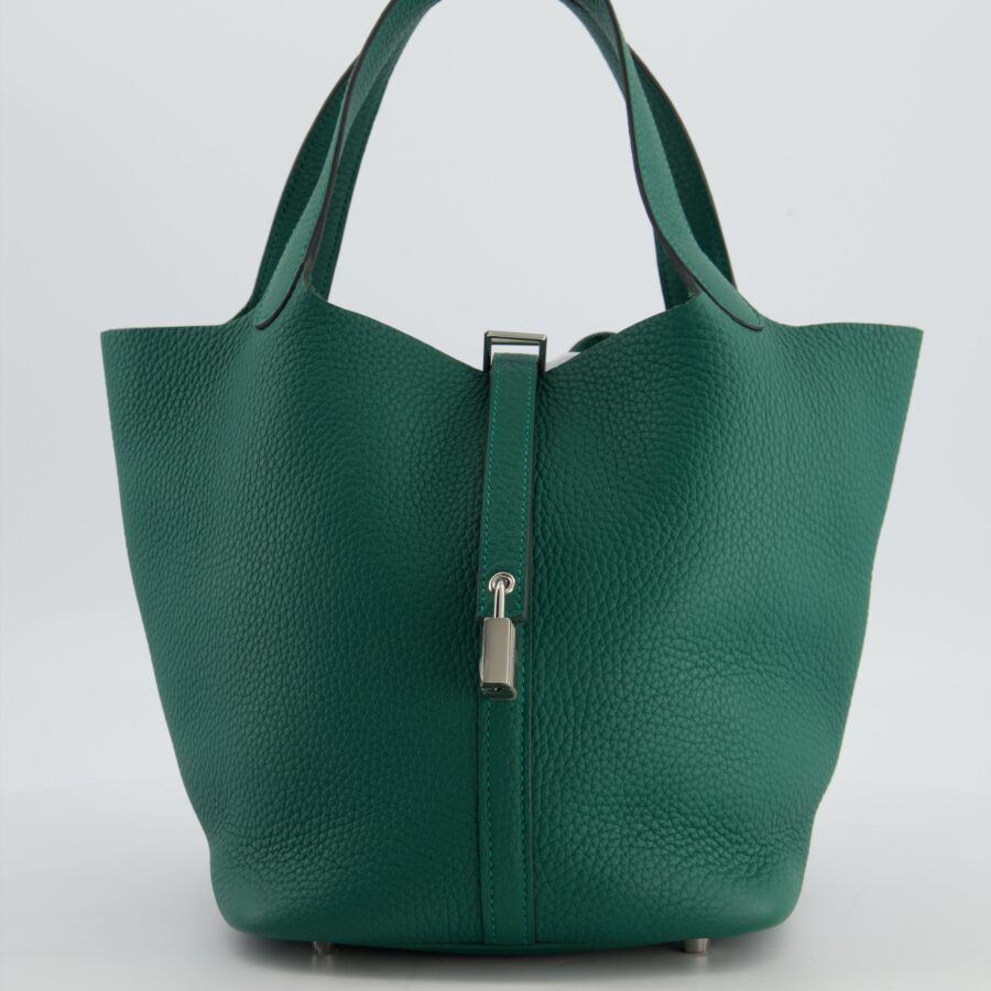 Hermes Picotin Lock 22 Bag in Vert Moyen Clemence Leather with Palladium Hardware | Studio Nafay