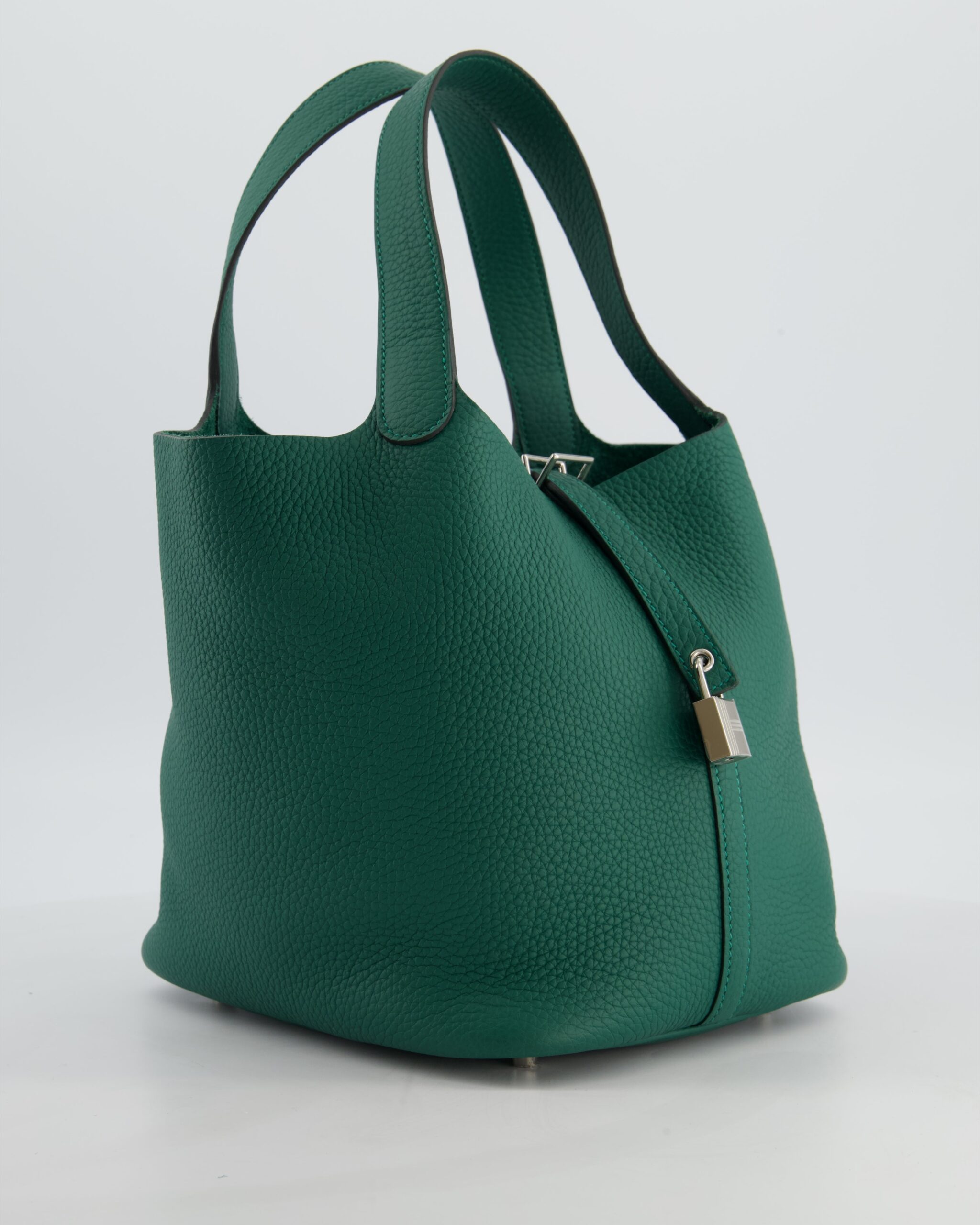 Hermes Picotin Lock 22 Bag in Vert Moyen Clemence Leather with Palladium Hardware