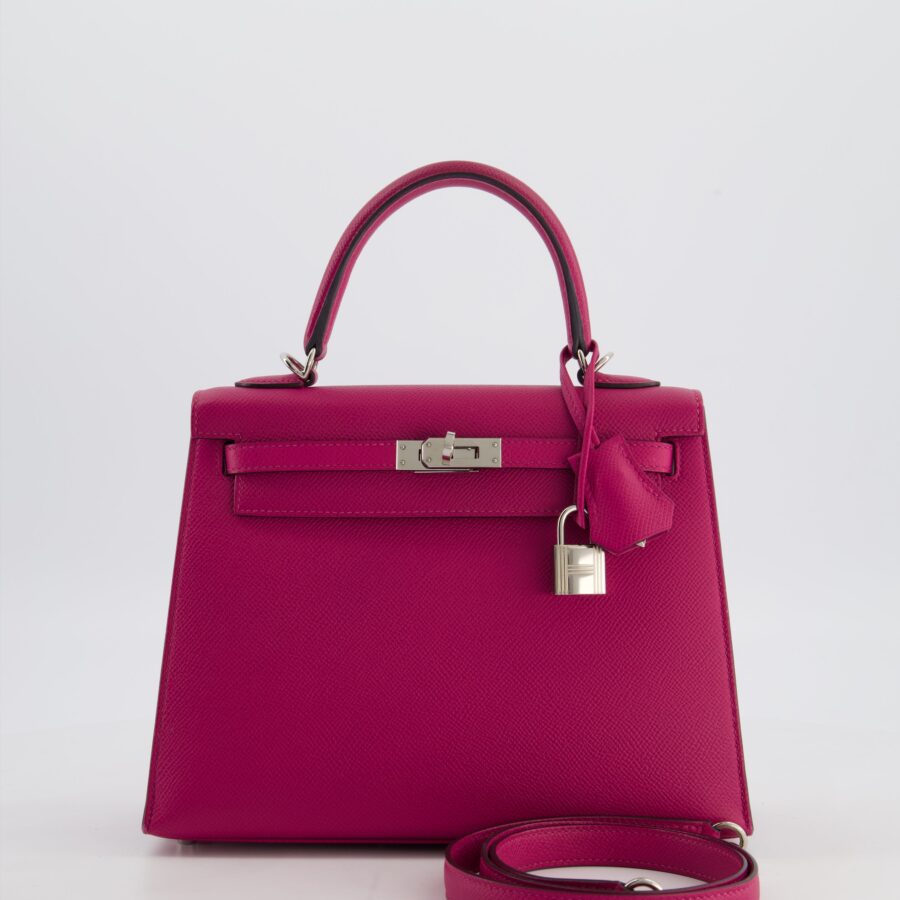 Hermes Kelly 25 Sellier Bag in Rose Pourpre Epsom Leather with Palladium Hardware | Studio Nafay