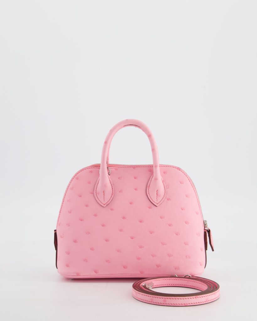 *HOT* Hermes Mini Bolide Bag in Rose Bubblegum Ostrich Leather with Palladium Hardware - Product Image 2