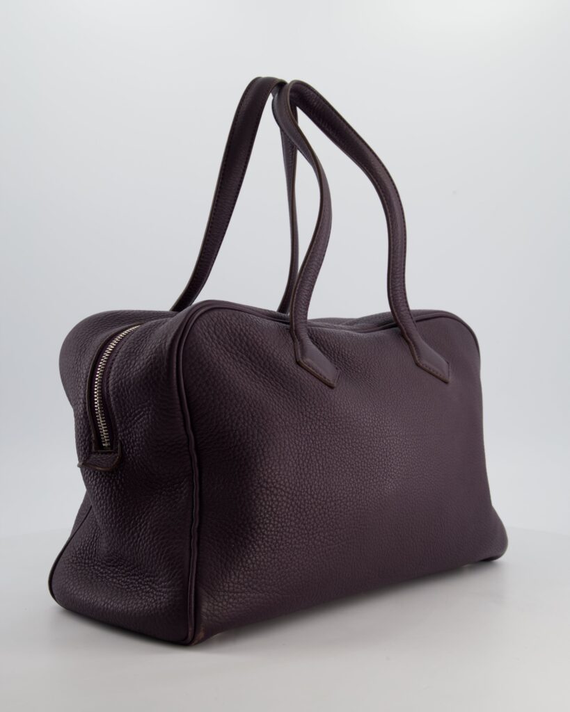 Hermes Victoria II 35cm Bag in Raisin Clemence Leather with Palladium Hardware - Product Image 2