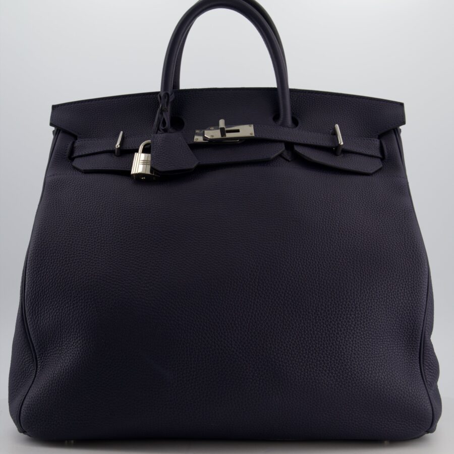 *RARE* Hermes HAC Bag 40 in Bleu Abysse Togo Leather With Palladium Hardware | Studio Nafay