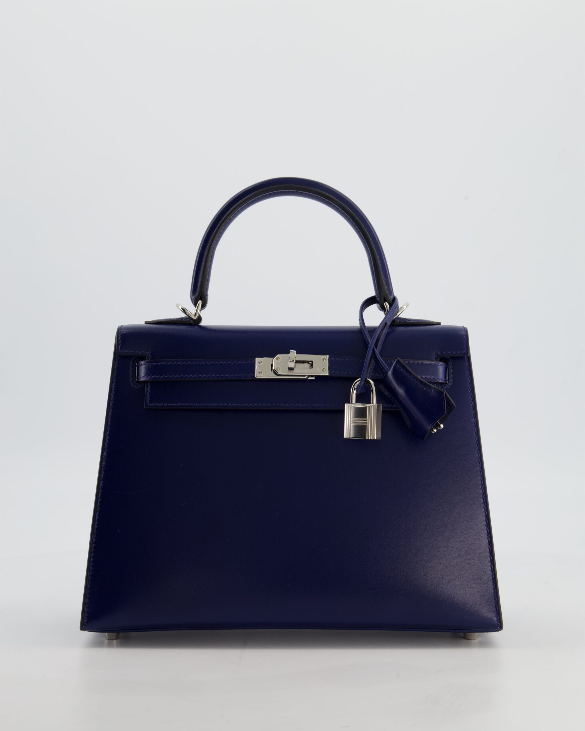*RARE* Hermes Kelly 25 Sellier Bag in Bleu Saphir Box Leather with Palladium Hardware