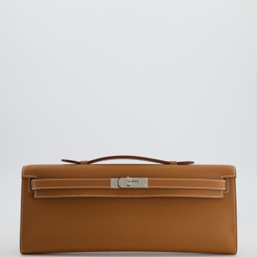 Hermes Kelly Cut Bag in Gold Swift Leather with Palladium Hardware | Studio Nafay