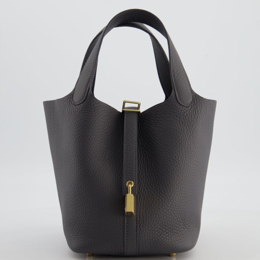 Hermes Picotin Lock 18 Bag in Ardoise Clemence Leather with Permabrass Hardware | Studio Nafay