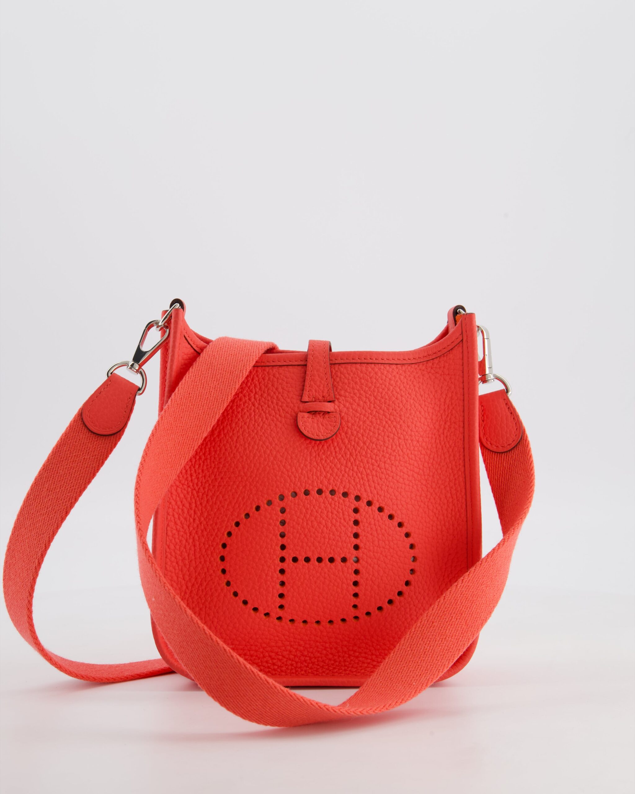 Hermes Mini Evelyne Bag in Rose Texas Clemence Leather with Palladium Hardware