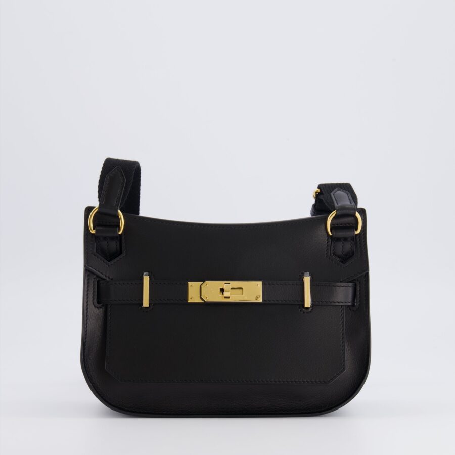 *RARE* Hermes Mini Jypsiere Crossbody Bag in Black Evergrain Leather with Gold Hardware | Studio Nafay