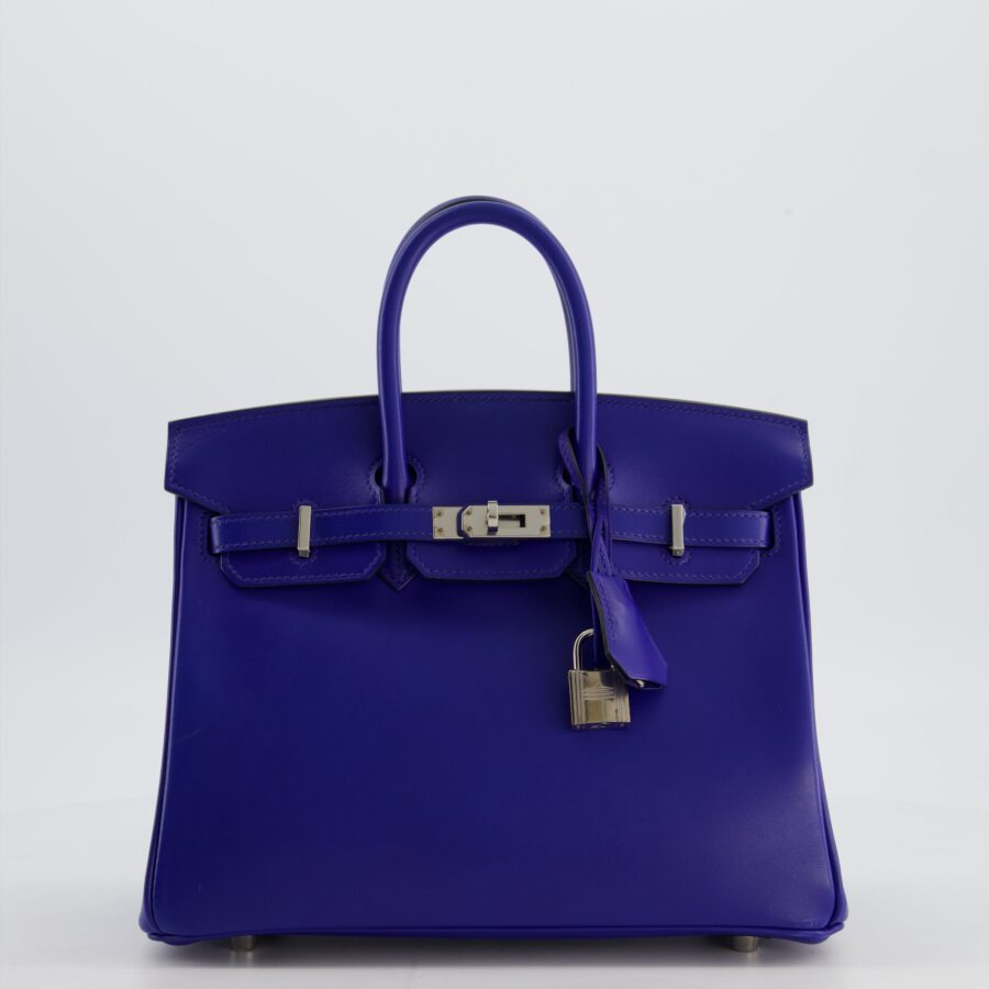 Hermes Birkin 25 Retourne Bag in Blue Electrique Tadelakt Leather with Palladium Hardware | Studio Nafay
