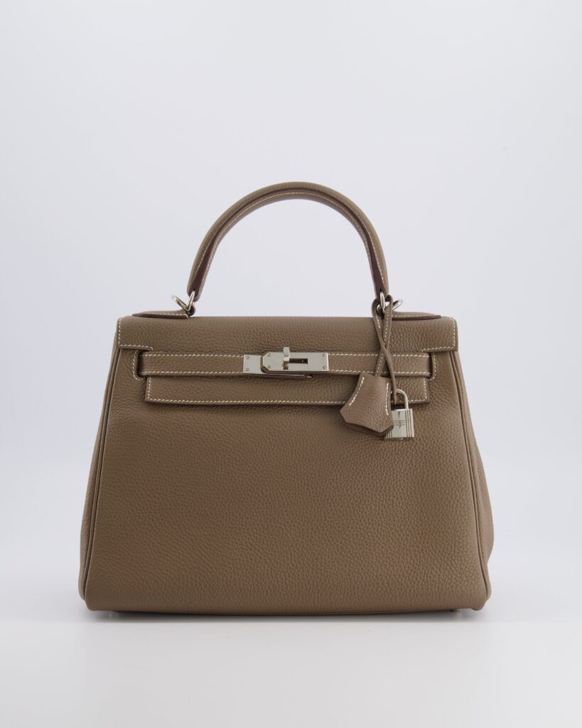 Hermes Kelly 28 Retourne Bag in Etoupe Togo Leather with Palladium Hardware - Product Image 2