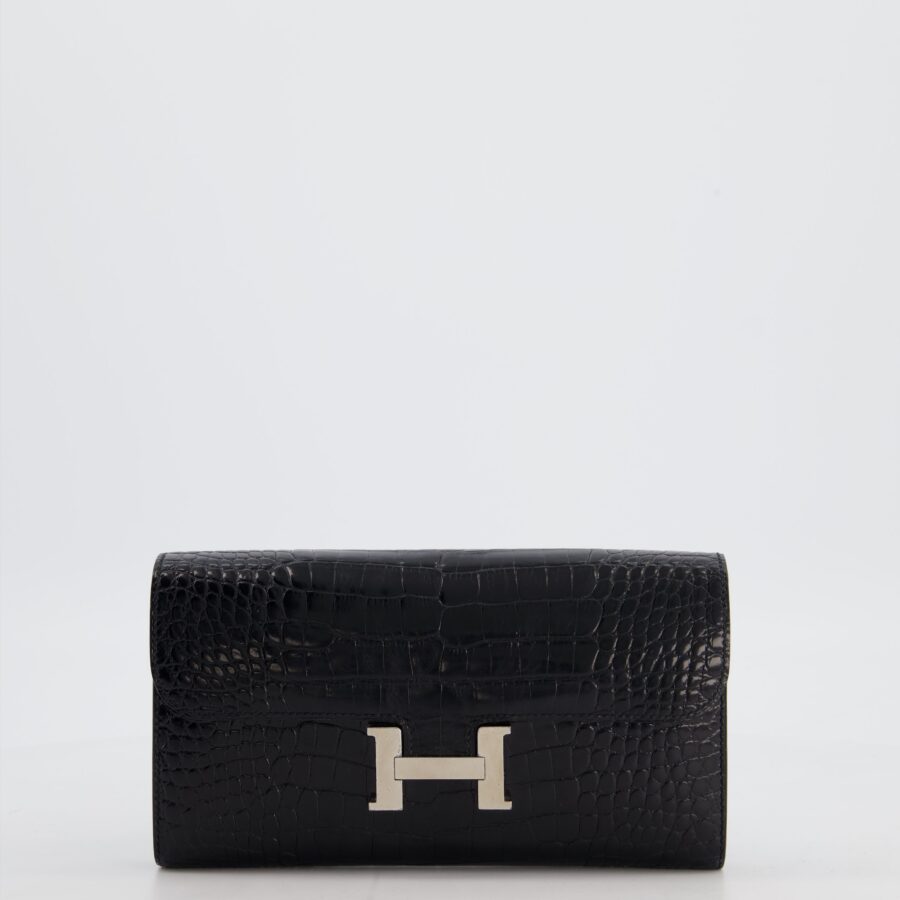Hermes Constance Wallet in Noir Alligator with Palladium Hardware | Studio Nafay