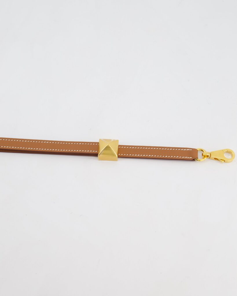 Hermes Medor Adjustable Bag Strap in Gold Swift Leather with Gold Hardware - Product Image 2