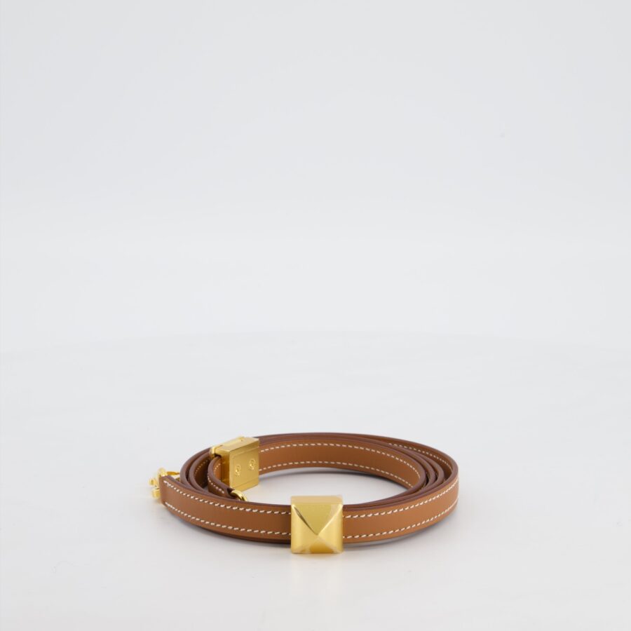 Hermes Medor Adjustable Bag Strap in Gold Swift Leather with Gold Hardware | Studio Nafay