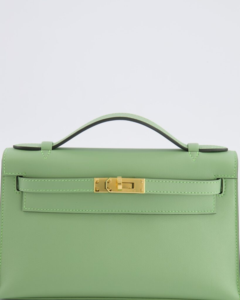 *HOT COLOUR* Hermes Mini Kelly Pochette Bag in Vert Criquet Swift Leather with Gold Hardware - Product Image 2