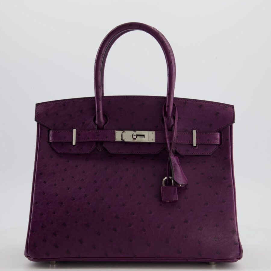 Hermes Birkin 30 Retourne Bag in Violine Ostrich Leather with Palladium Hardware | Studio Nafay