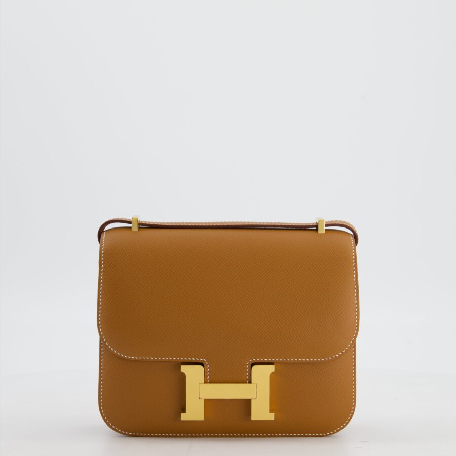 Hermes Mini Constance III Miroir 18 Bag in Gold Epsom Leather with Gold Hardware | Studio Nafay