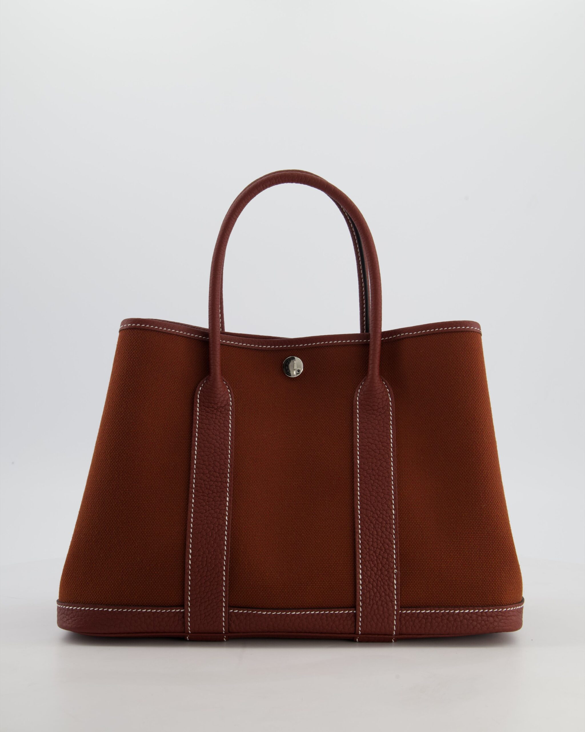 Hermes Garden Party 30 Bag in Rouge H Canvas and Negonda Leather with Palladium Hardware