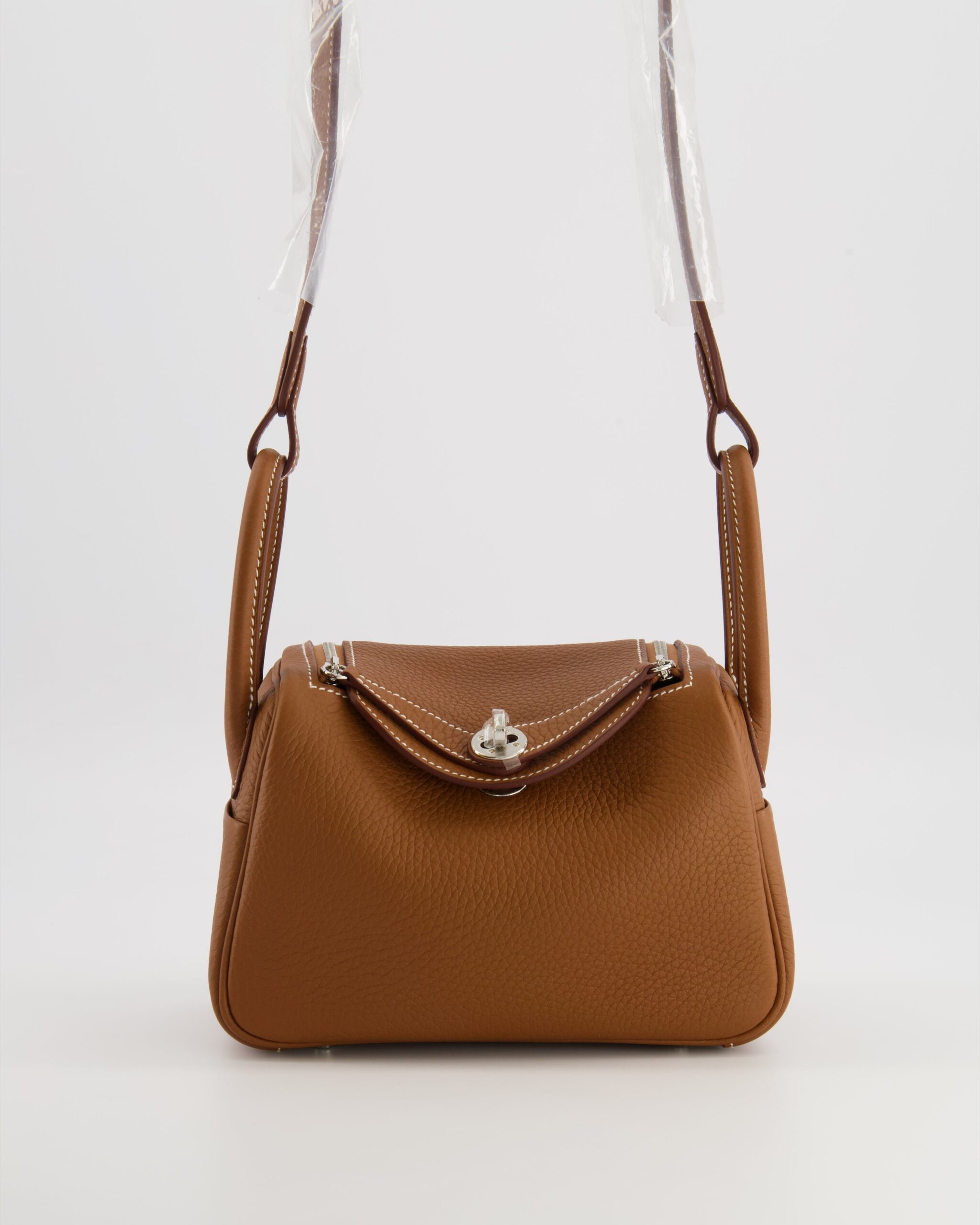 Hermes Mini Lindy Bag in Gold Taurillon Clemence Leather with Palladium Hardware