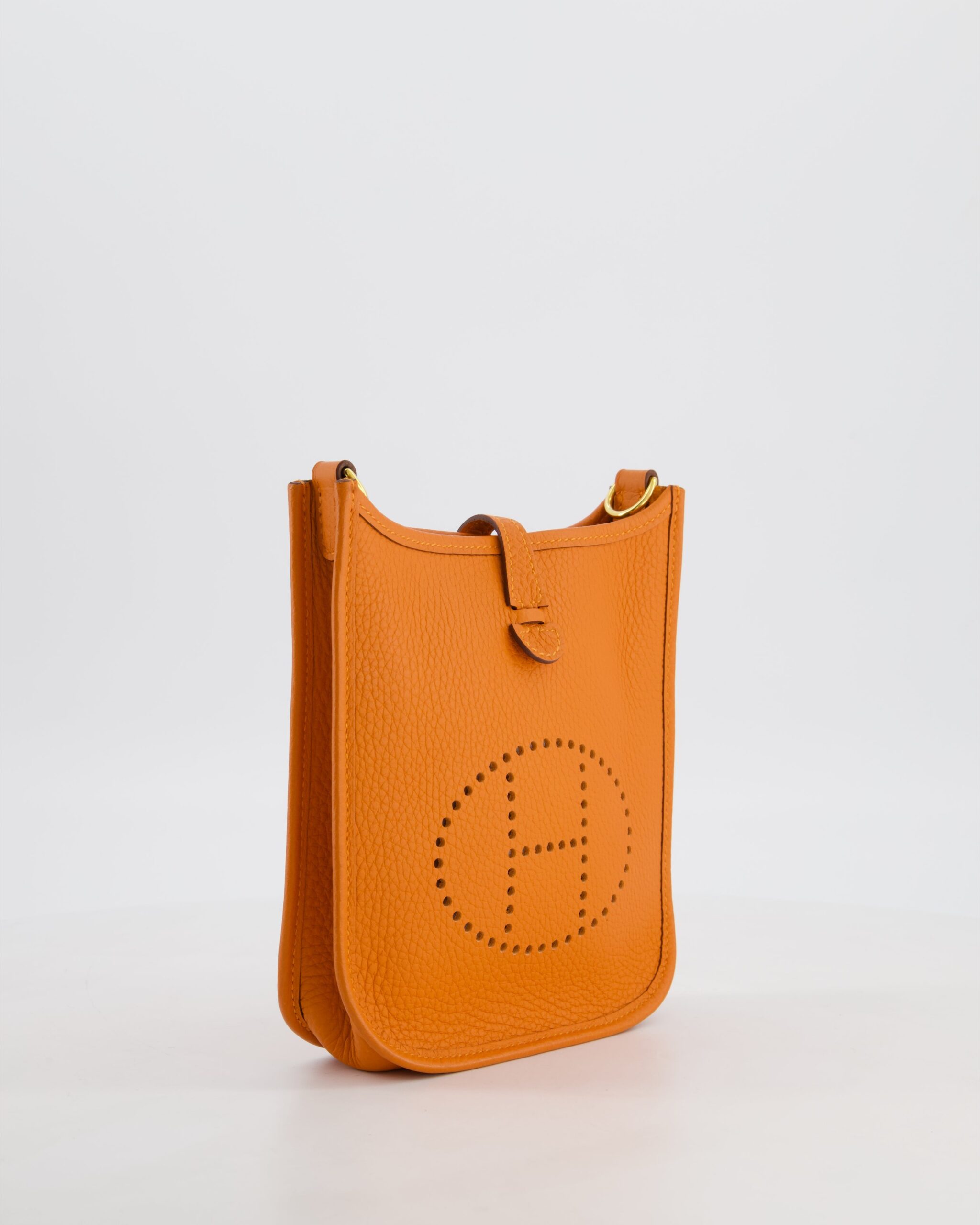 Hermes Mini Evelyne Bag in Orange Clemence Leather with Gold Hardware