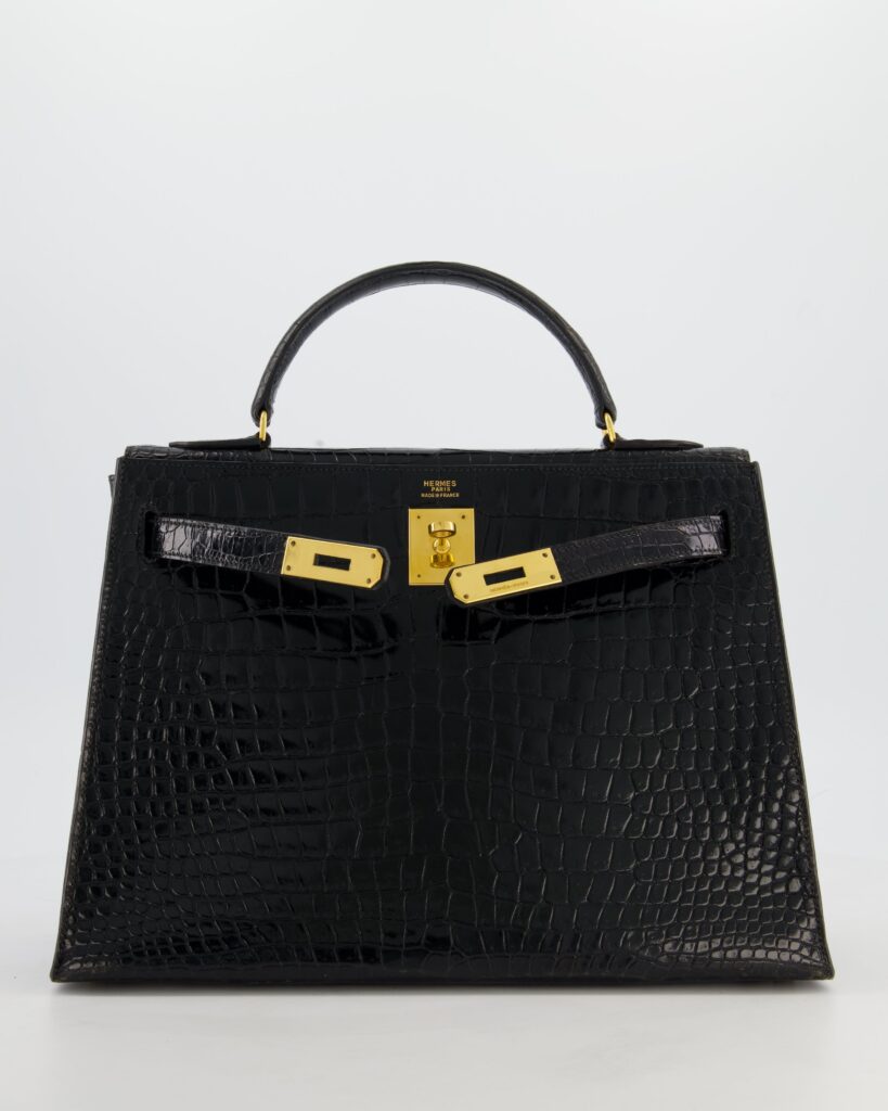 *HOT* Hermes Kelly 32 Sellier Bag in Noir Porosus Crocodile Leather with Gold Hardware - Product Image 2