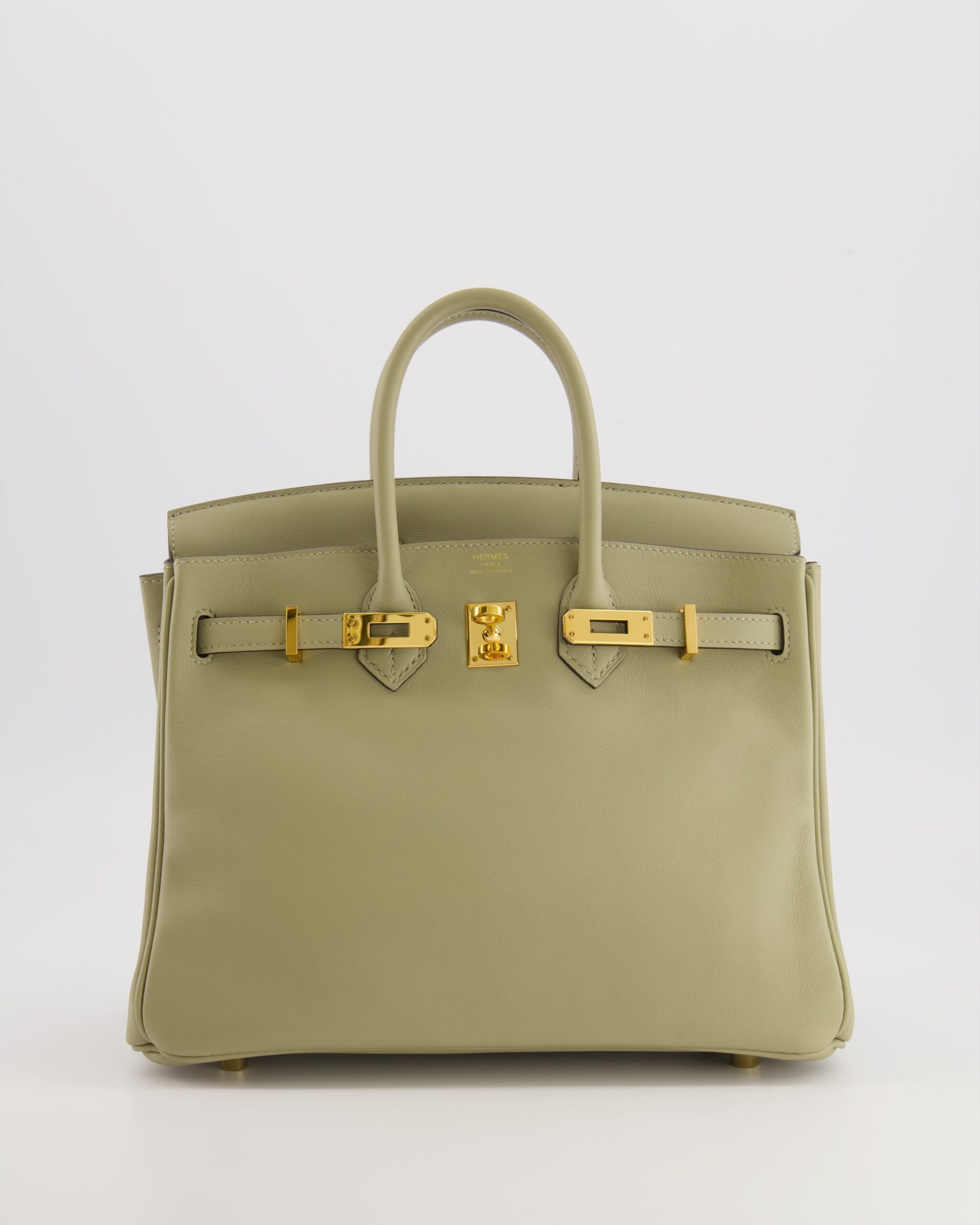 Hermes Birkin 25 Retourne Bag in Sauge Swift Leather with Gold Hardware