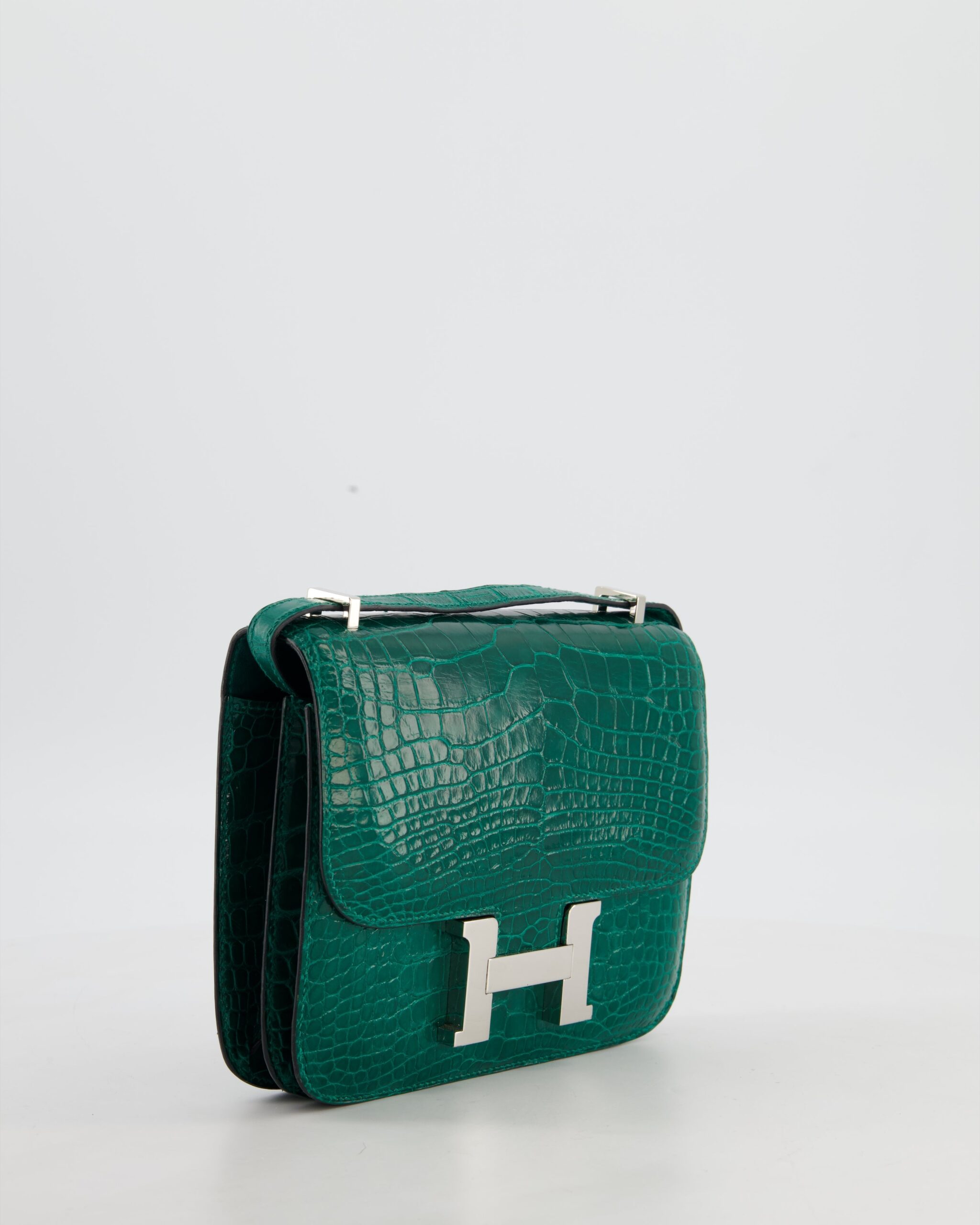 *HOT* Hermes Constance 18 Bag in Vert Bosphore Crocodile Porosus with Palladium Hardware