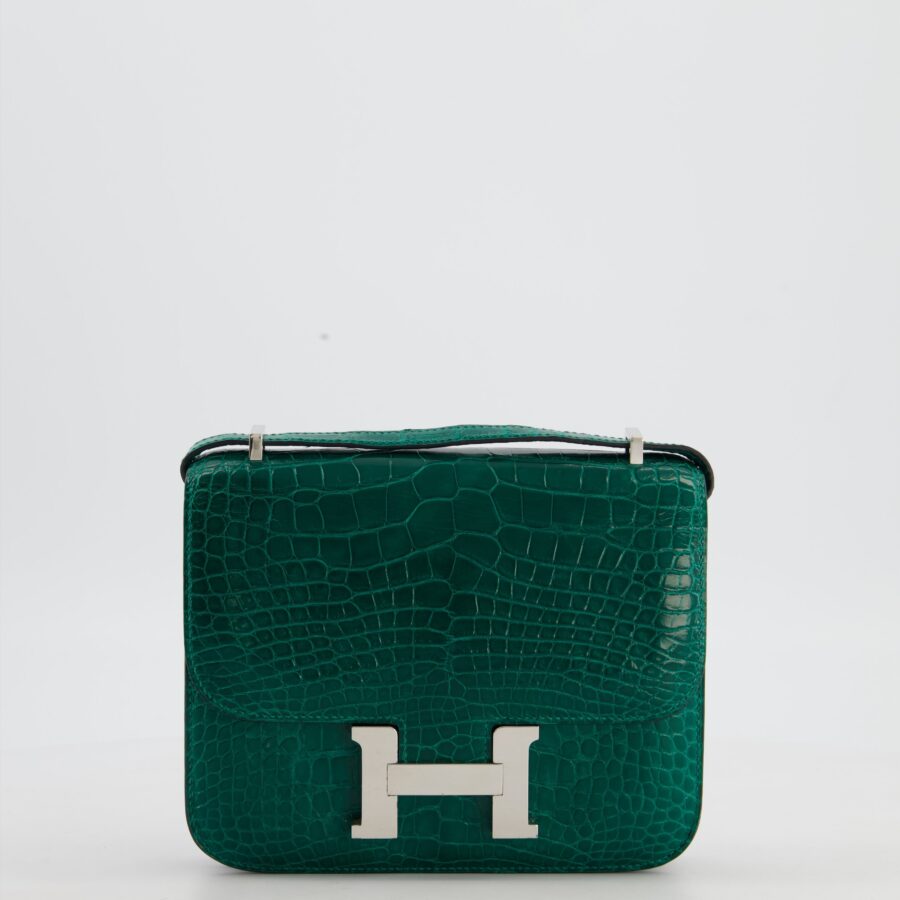 *HOT* Hermes Constance 18 Bag in Vert Bosphore Crocodile Porosus with Palladium Hardware | Studio Nafay