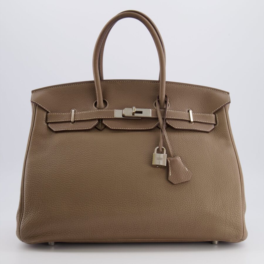 Hermes Birkin 35 Bag in Etoupe Togo Leather with Palladium Hardware | Studio Nafay