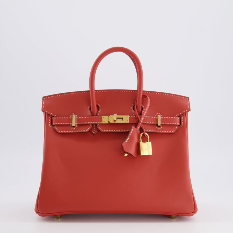 Hermes Birkin 25 Retourne Bag in Sanguine Swift Leather with Gold Hardware | Studio Nafay
