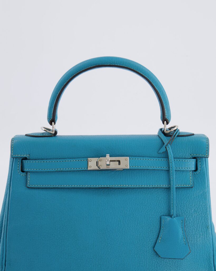 Hermes Kelly 25 Retourne Bag in Bleu Paon Evercolor Leather with Palladium Hardware - Product Image 2