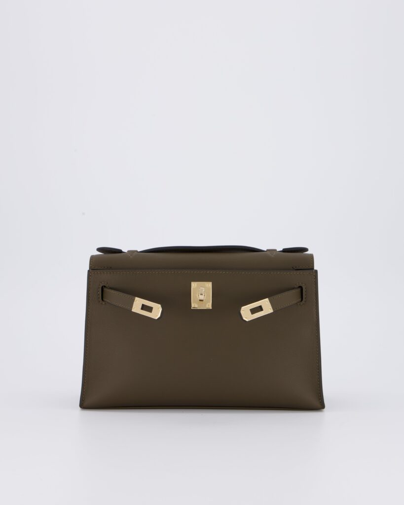 *NEW COLOUR* Hermes Mini Kelly Pochette Bag in Vert Loden Swift Leather and Permabrass Hardware - Product Image 2