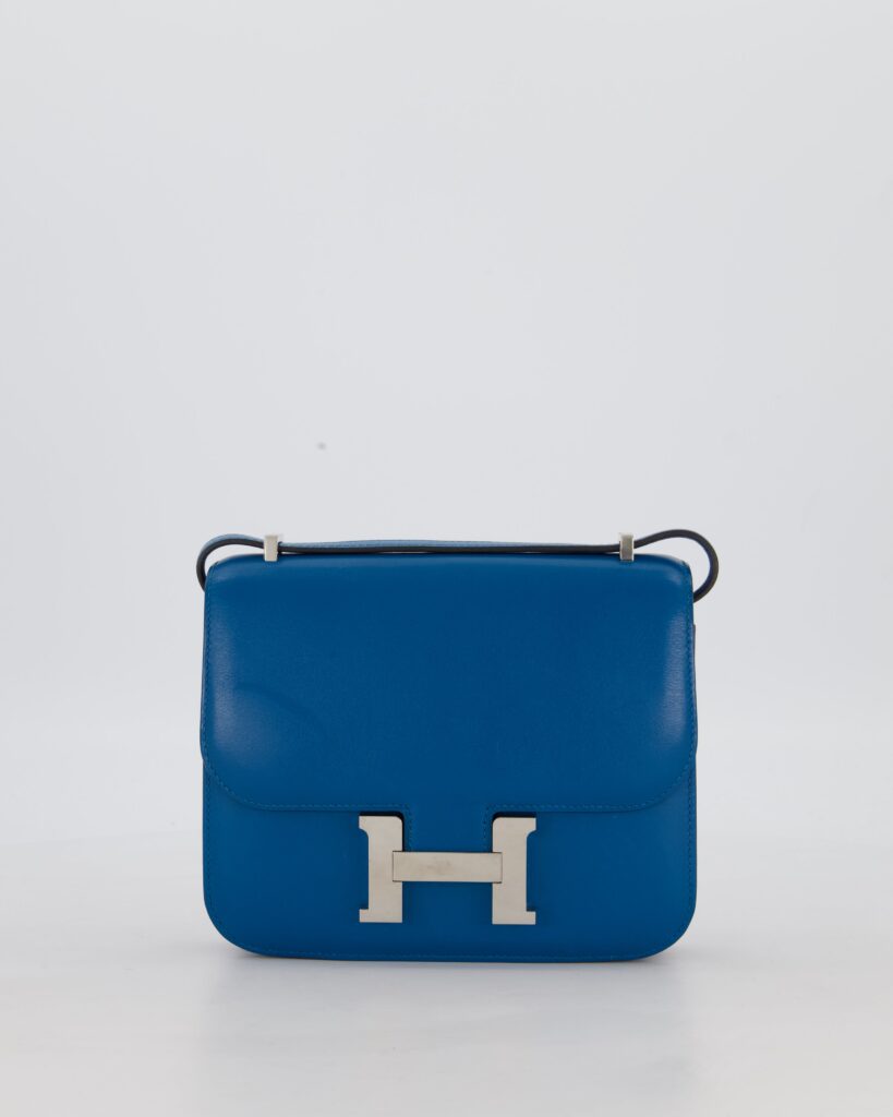 Hermes Mini Constance III 18 Bag in Bleu Izmir Tadelakt Leather with Palladium Hardware - Product Image 2