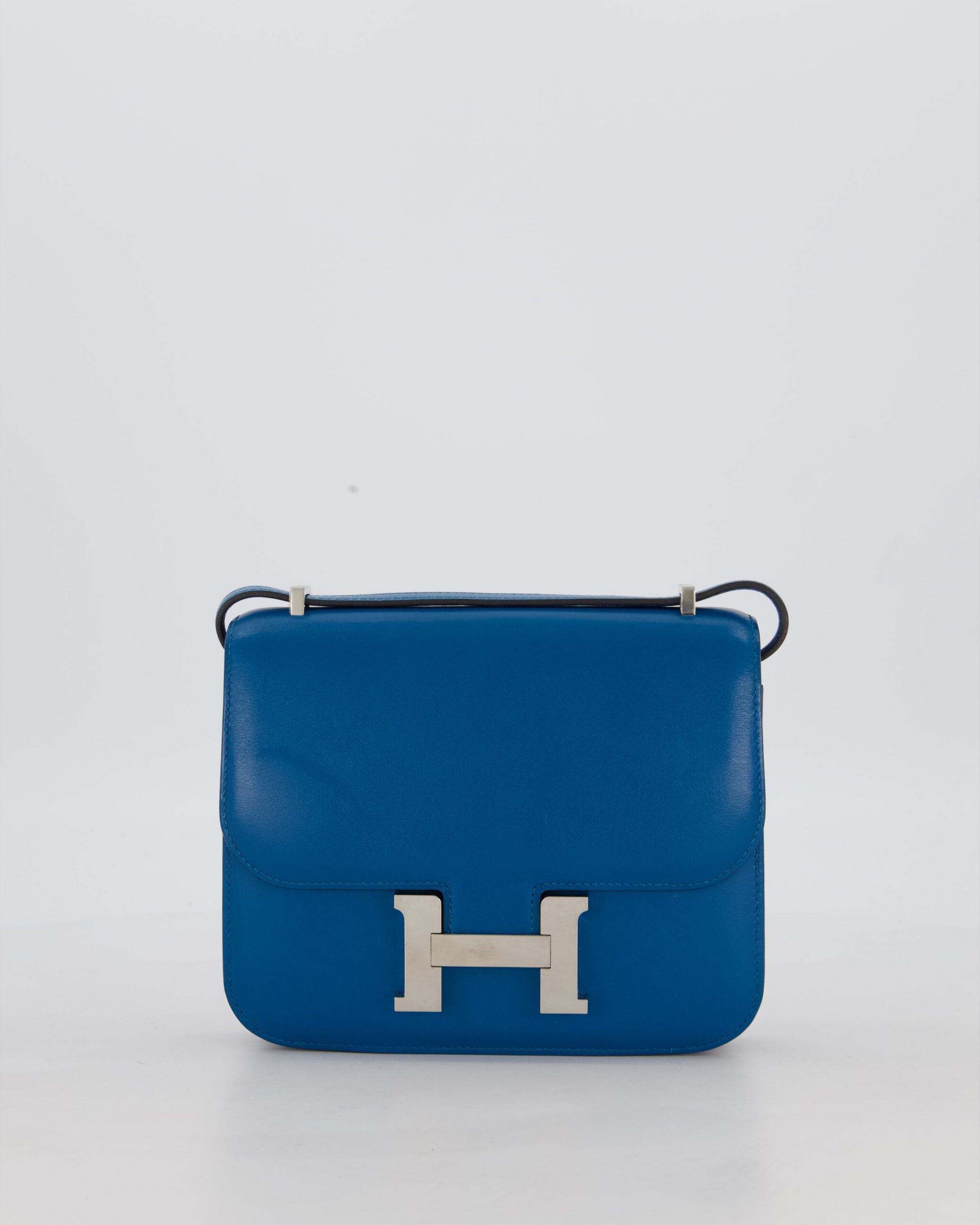 Hermes Mini Constance III 18 Bag in Bleu Izmir Tadelakt Leather with Palladium Hardware