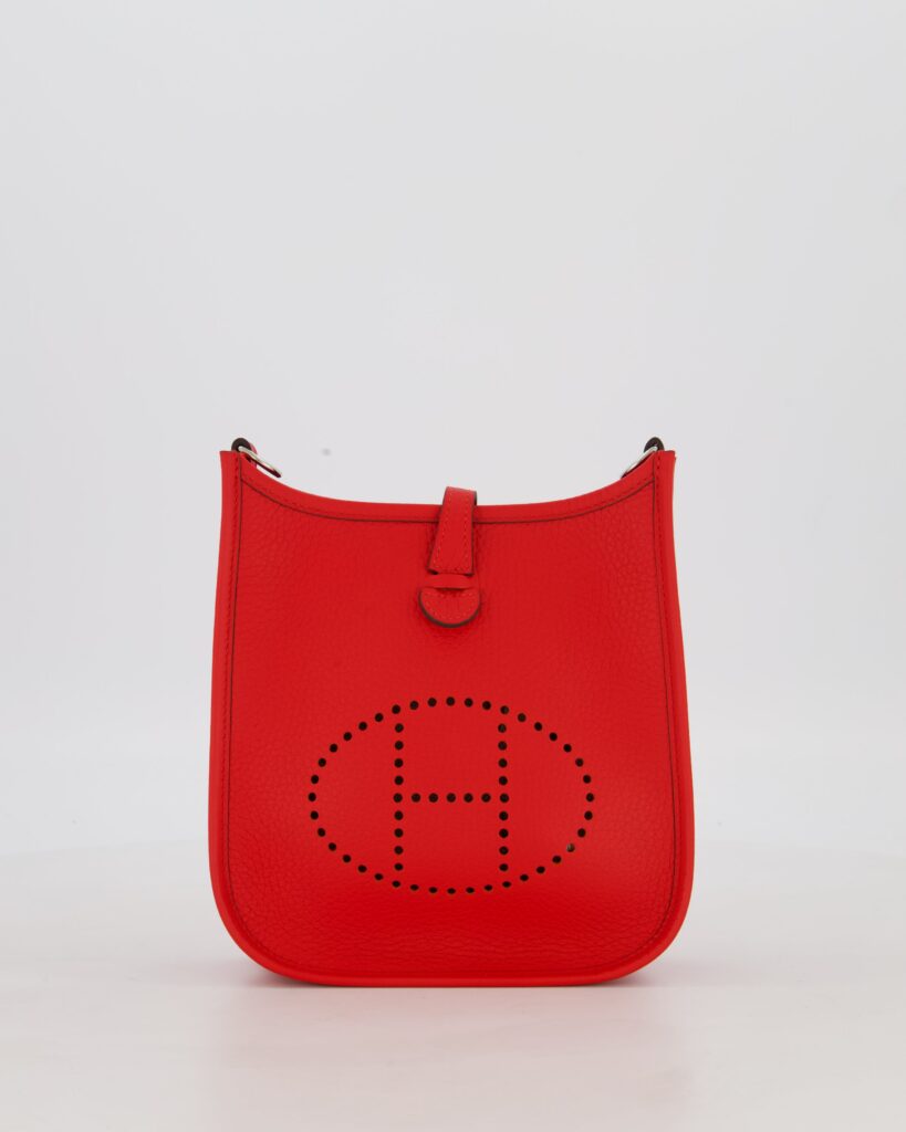 Hermes Mini Evelyne Bag in Rouge Radieux Clemence Leather with Palladium Hardware - Product Image 2