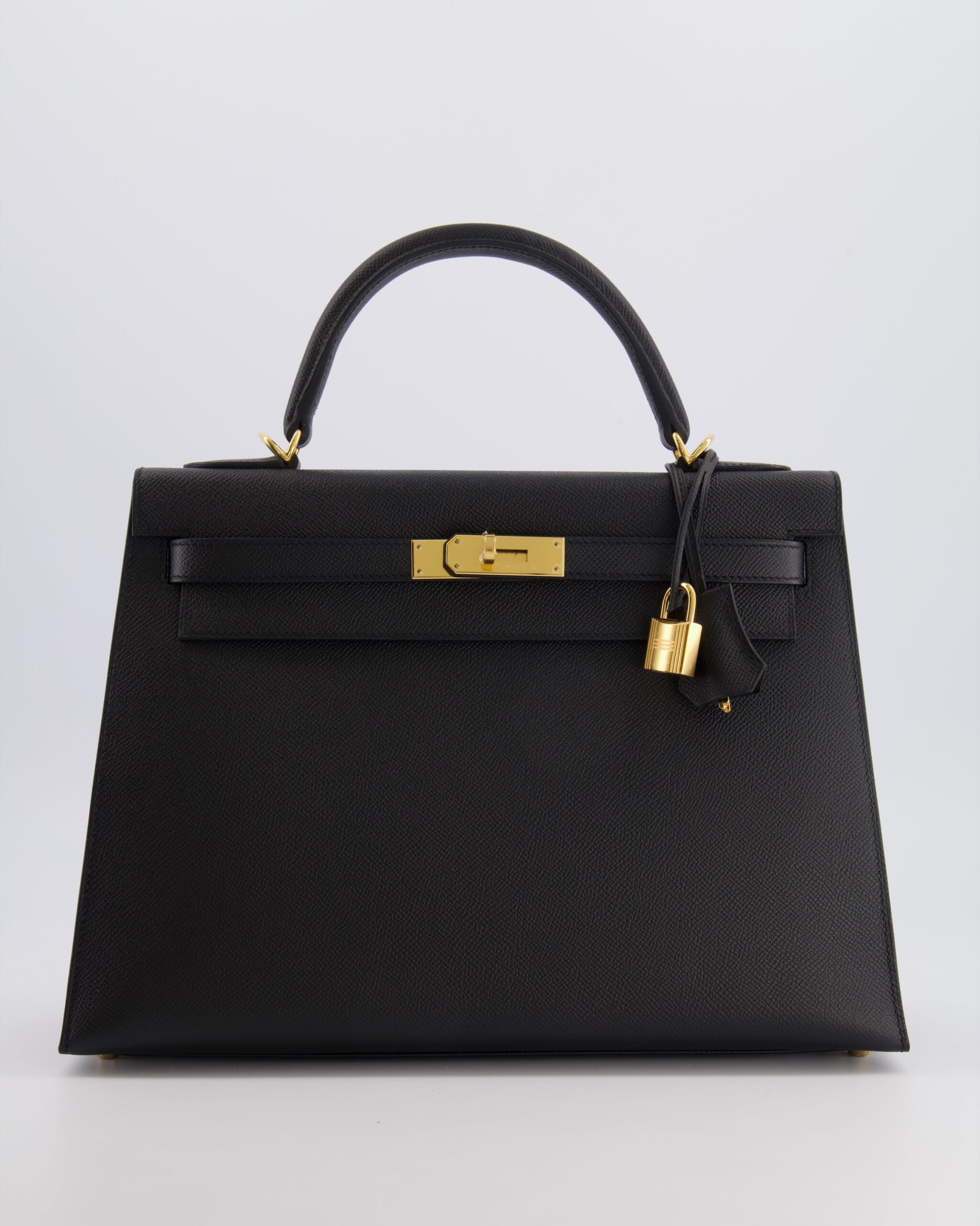 Hermes Kelly 32 Sellier Bag in Noir Epsom Leather with Gold Hardware