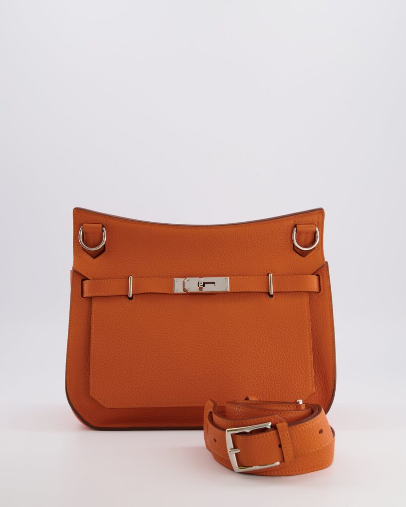Hermes Jypsiere 28 Bag in Orange Clemence Leather with Palladium Hardware - Product Image 2