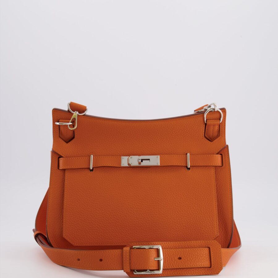 Hermes Jypsiere 28 Bag in Orange Clemence Leather with Palladium Hardware | Studio Nafay