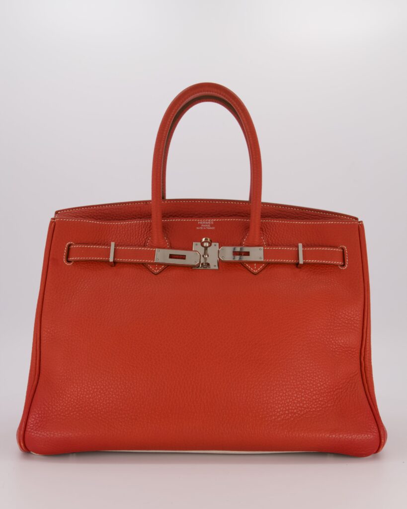 Hermes Birkin 35 Bag in Sanguine and Blanc Clemence Leather with Palladium Hardware - Product Image 2