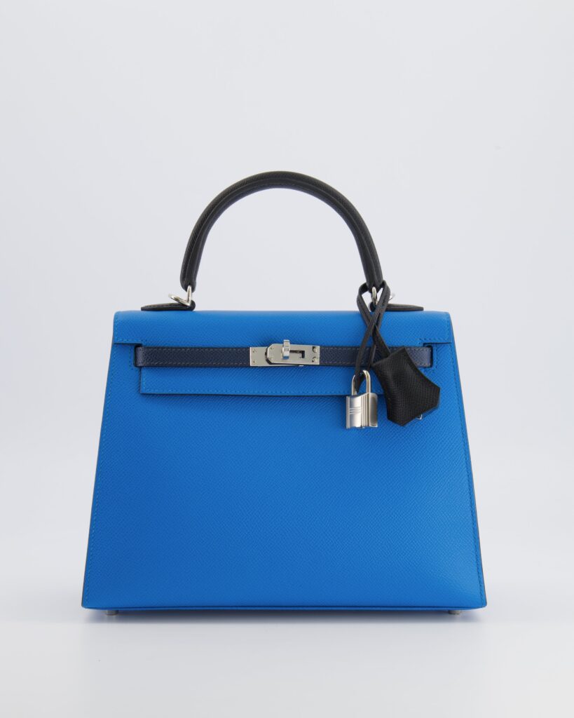Hermes Kelly II Tricolour 25 Sellier Bag in Bleu Zanzibar, Bleu De Prusse and Noir Epsom Leather with Palladium Hardware - Product Image 2