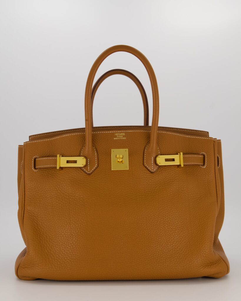 Hermes Birkin 35 Retourne Bag in Gold Clemence Leather with Gold Hardware - Product Image 2