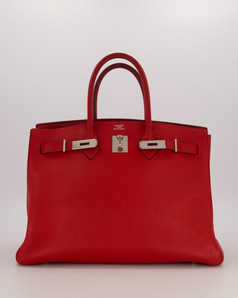 Hermes Birkin 35 Bag in Rouge Vif Togo Leather with Palladium Hardware - Product Image 2