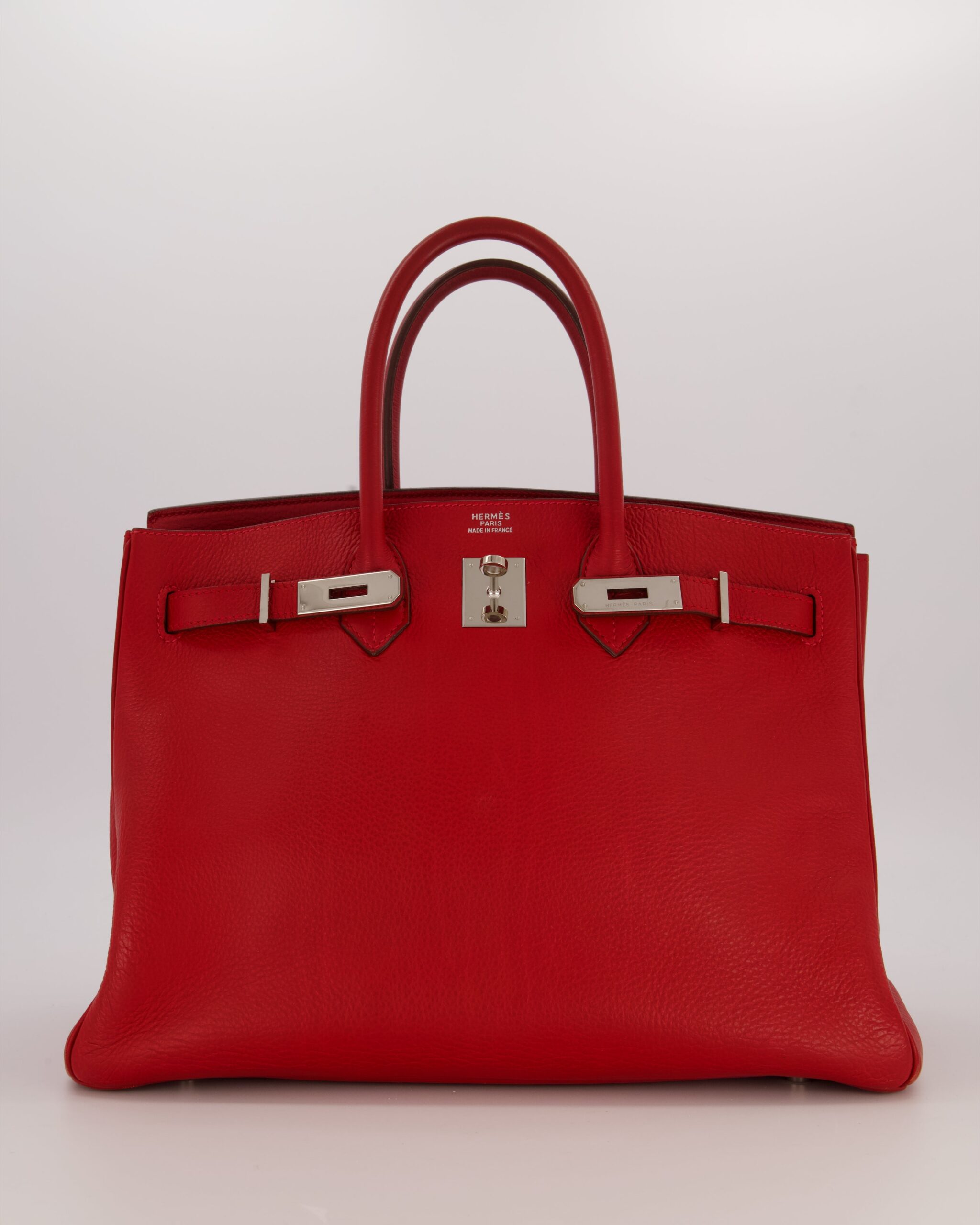 Hermes Birkin 35 Bag in Rouge Vif Togo Leather with Palladium Hardware