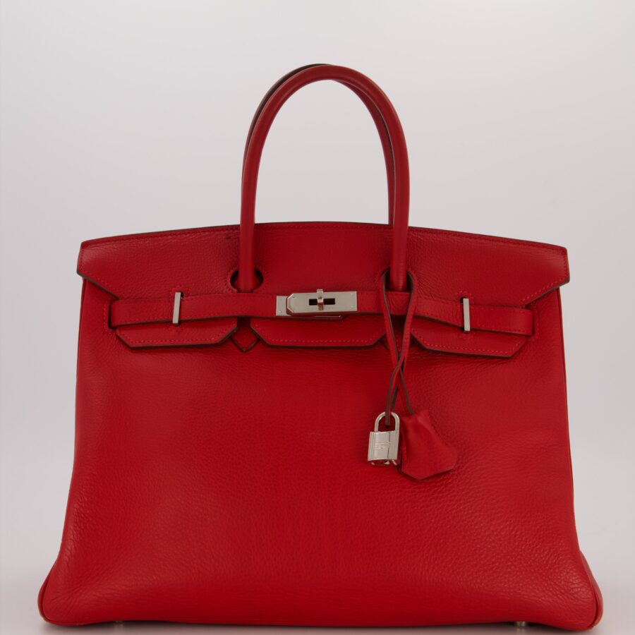 Hermes Birkin 35 Bag in Rouge Vif Togo Leather with Palladium Hardware | Studio Nafay