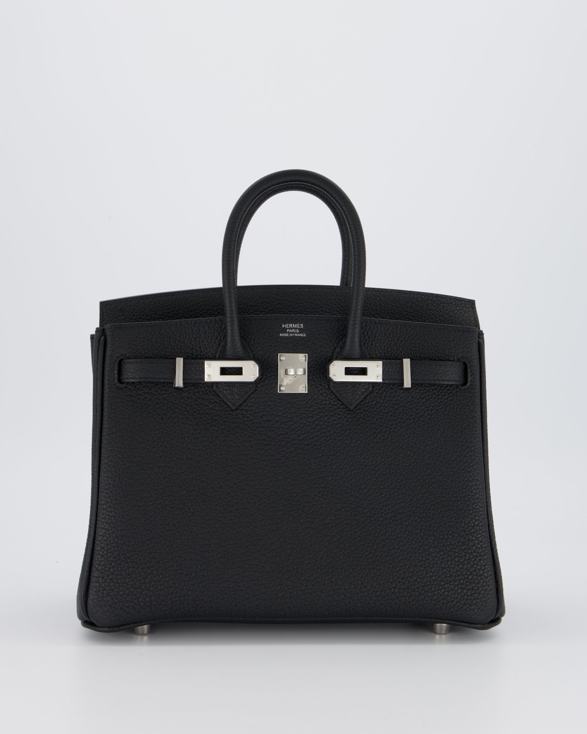 *VERY RARE* Hermes Birkin 25 Retourne Bag in Noir Togo Leather with Palladium Hardware