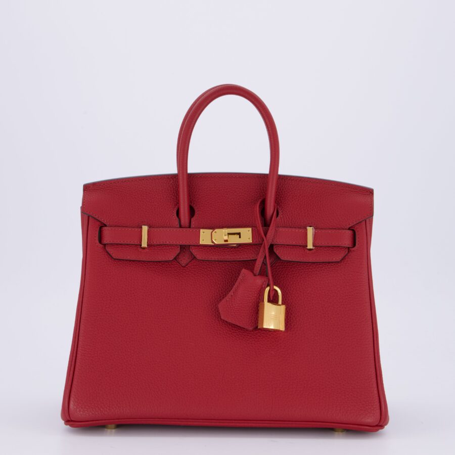 Hermes Birkin 25 Retourne Bag in Rouge Grenat Togo Leather with Gold Hardware | Studio Nafay