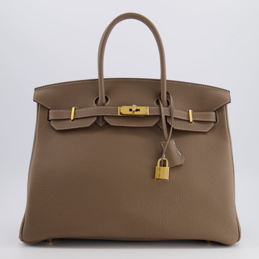 *RARE* Hermes Birkin 35 Bag in Etoupe Togo Leather with Gold Hardware | Studio Nafay