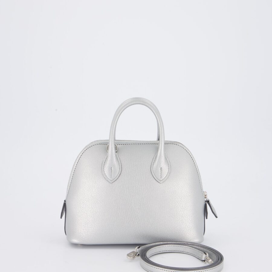 *HOT* Hermes Mini Bolide Bag in Argent Chevre Chamkila Leather with Palladium Hardware | Studio Nafay