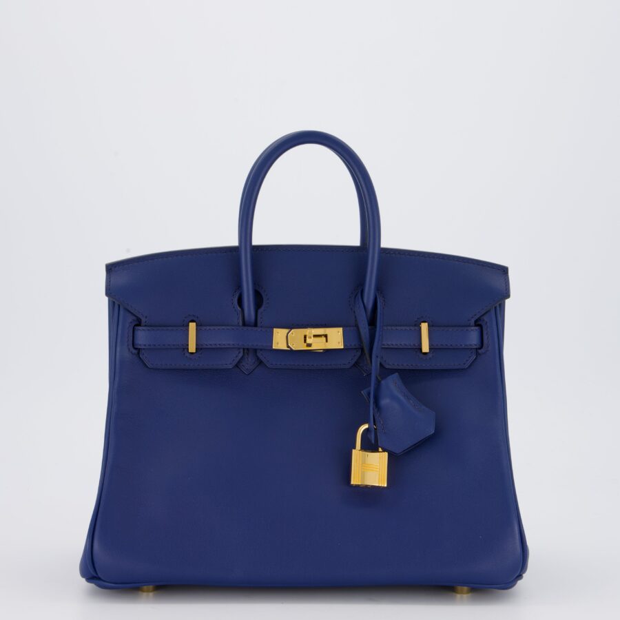 Hermes Birkin 25 Retourne Bag in Bleu Saphir Swift Leather with Gold Hardware | Studio Nafay