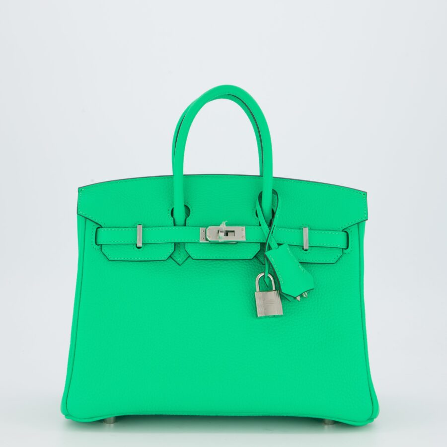 Hermes Birkin 25 Retourne Bag in Vert Comics Togo Leather with Palladium Hardware | Studio Nafay