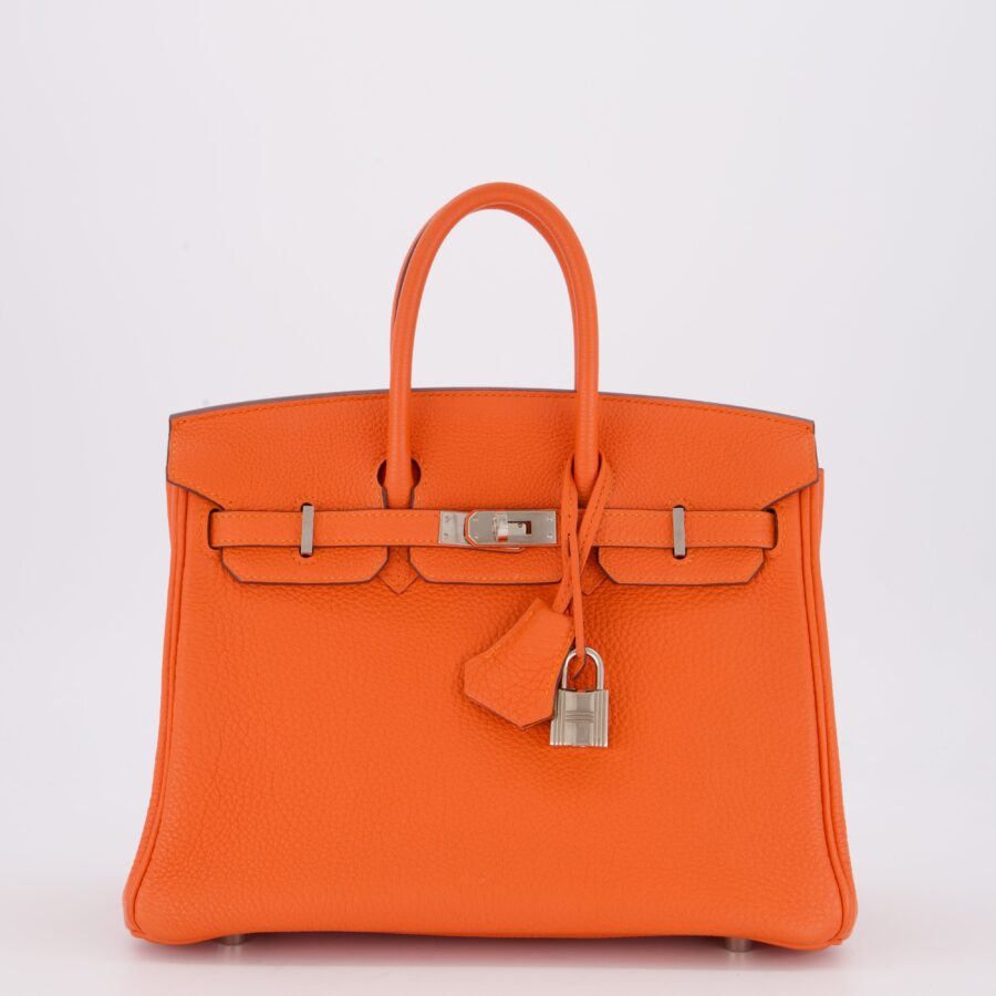 Hermes Birkin 25 Retourne Bag in Feu Togo Leather with Palladium Hardware | Studio Nafay
