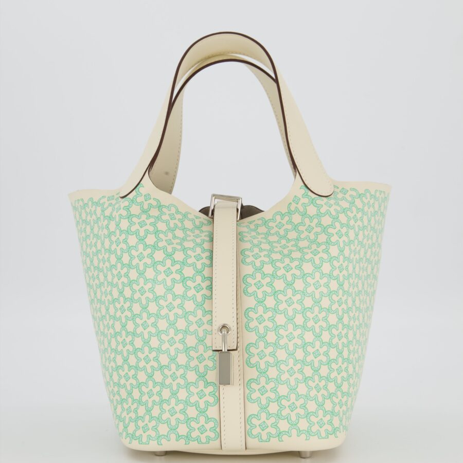 Hermes Picotin 18 Lucky Daisy Bag in Nata Swift Leather with Palladium Hardware | Studio Nafay